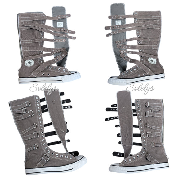 Converse 2012 XXHI 7 Strap Buckle Zipper Knee High Sneaker Boot M9.5 W11.5 RARE - Picture 9 of 14